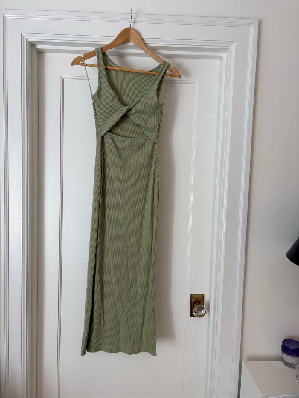 l*space Olive Green Ribbed Cutout Maxi Dress
